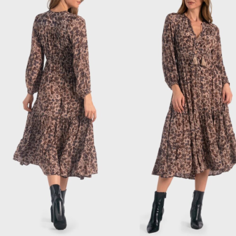 Elan Blouson Sleeve Midi Dress